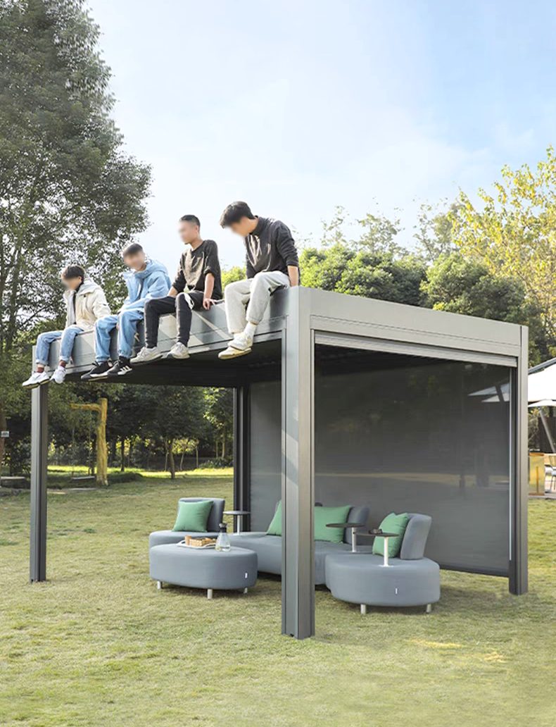 Aluminum motorised pergola load test - heavy duty 6063-T6 construction